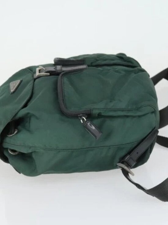 PRADA Backpack Nylon Green Silver Auth 166306 main image 9